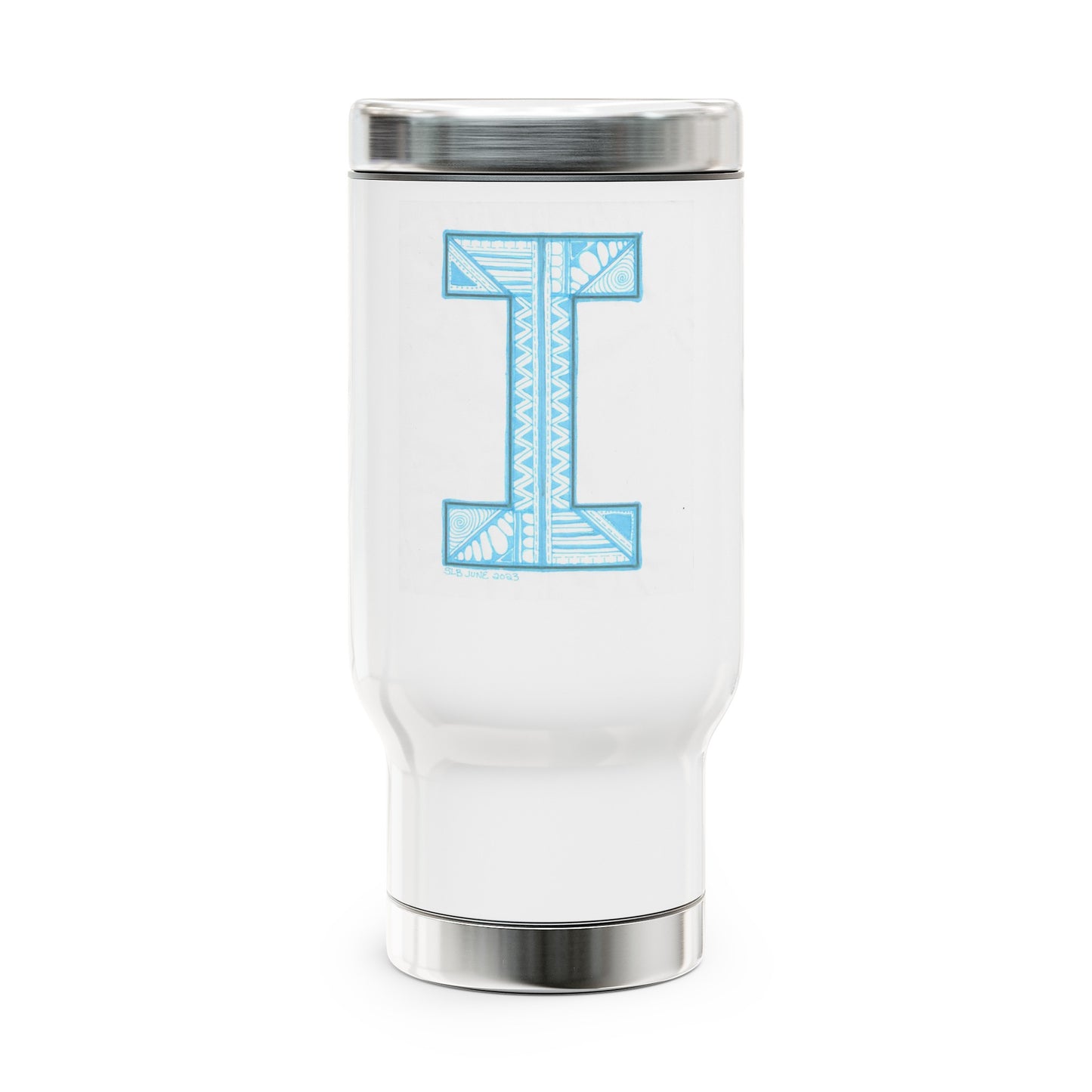 Zentangle I - Stainless Steel Travel Mug with Handle, 14oz