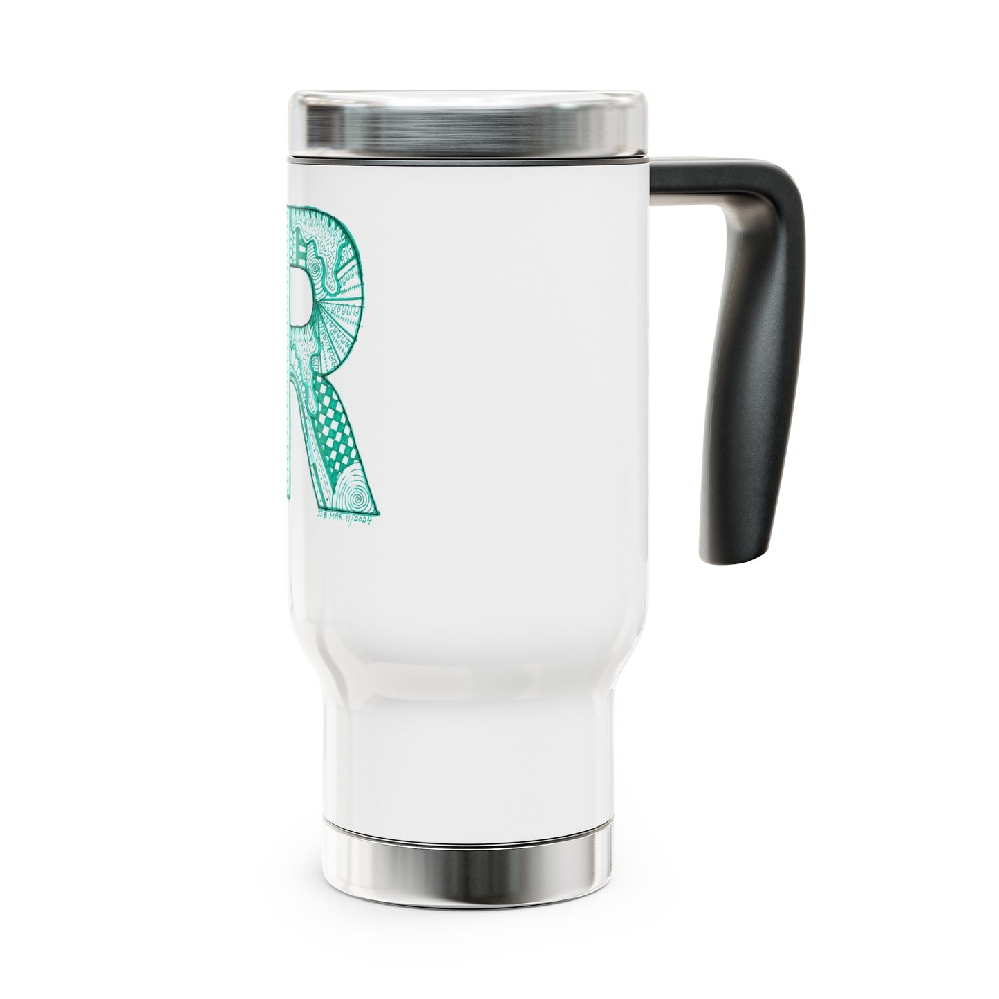 Zentangle R - Stainless Steel Travel Mug with Handle, 14oz