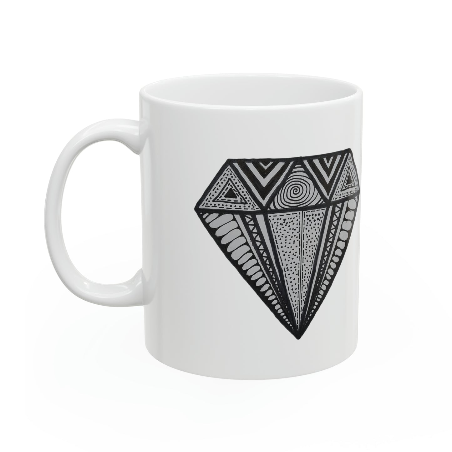 Zentangle Diamond Blk - Ceramic Mug 11oz