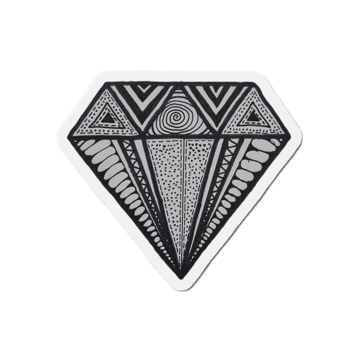 Zentangle Diamond Blk - Die-Cut Magnets