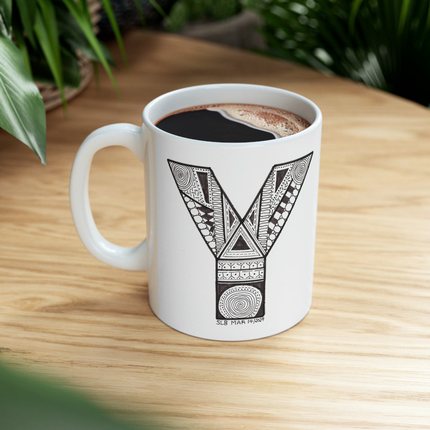 Zentangle Y - Ceramic Mug, 11oz