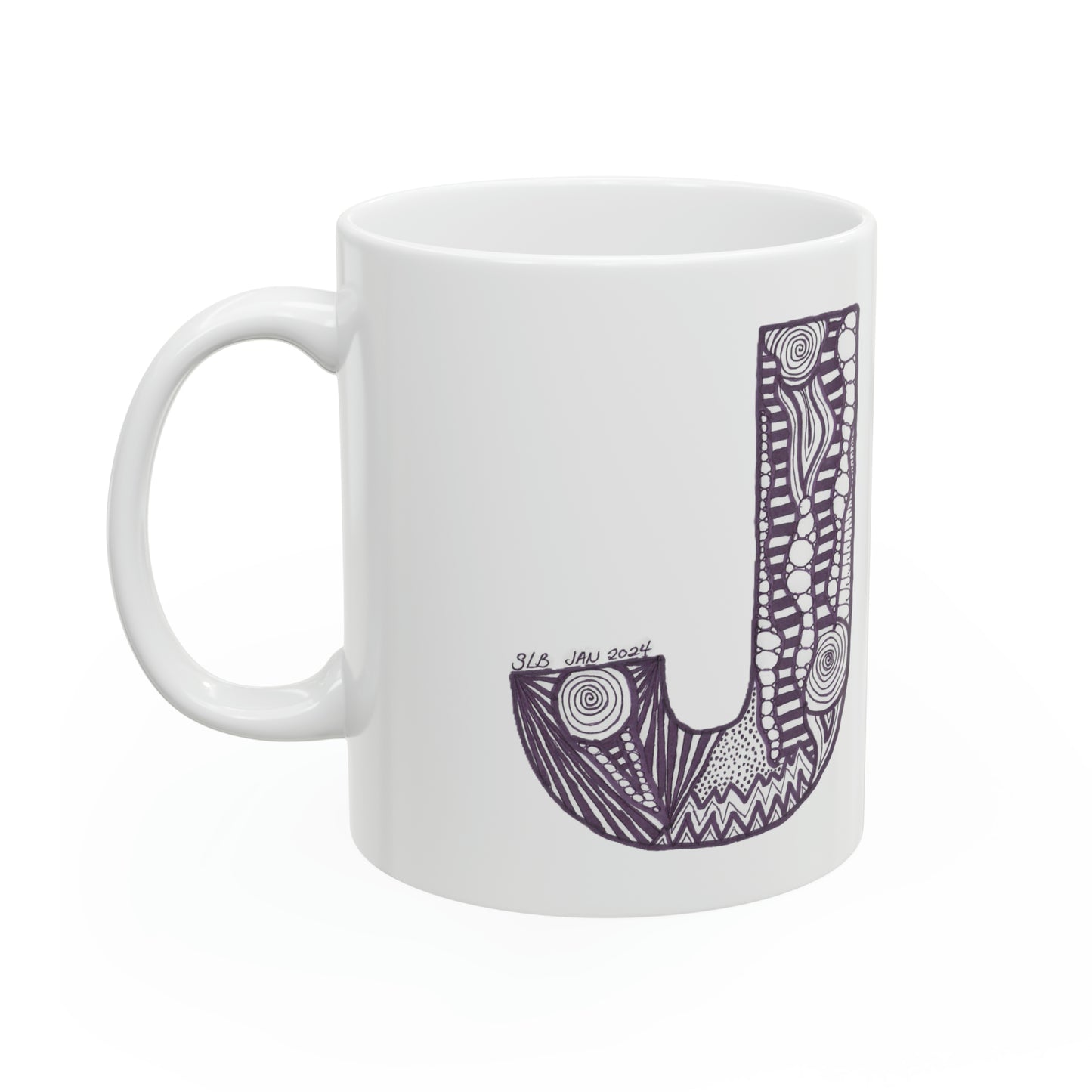 Zentangle J - Ceramic Mug 11oz